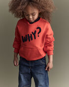 Toddler Why? Graphic Pullover Sweatshirt - Orange, image 1 of 7 slides