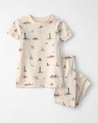 B&eacute;b&eacute; - Pyjamas 2 pi&egrave;ces en coton biologique &agrave; motif Vacances &agrave; la mer, image 1 sur 3 diapositives