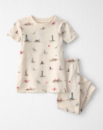 B&eacute;b&eacute; - Pyjamas 2 pi&egrave;ces en coton biologique &agrave; motif Vacances &agrave; la mer, 