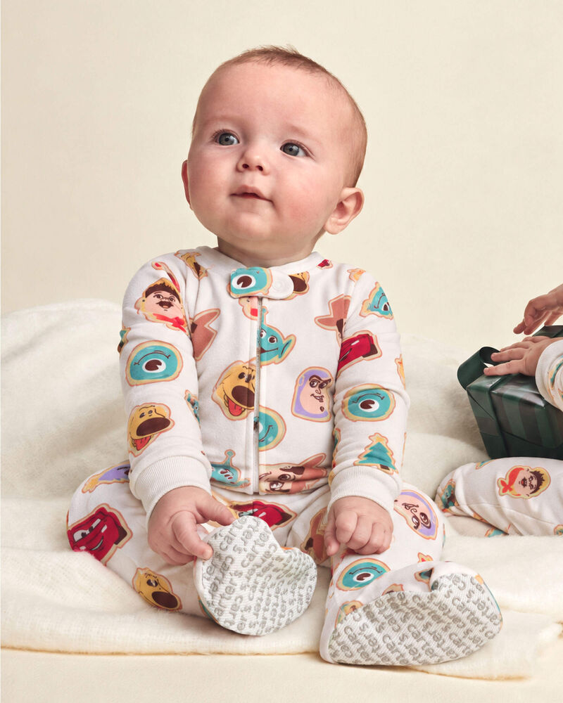 Baby Boy 1-Piece Pixar 2-Way Zip DreamPlush Snug Fit Footed Pyjama - Cream, image 5 of 6 slides