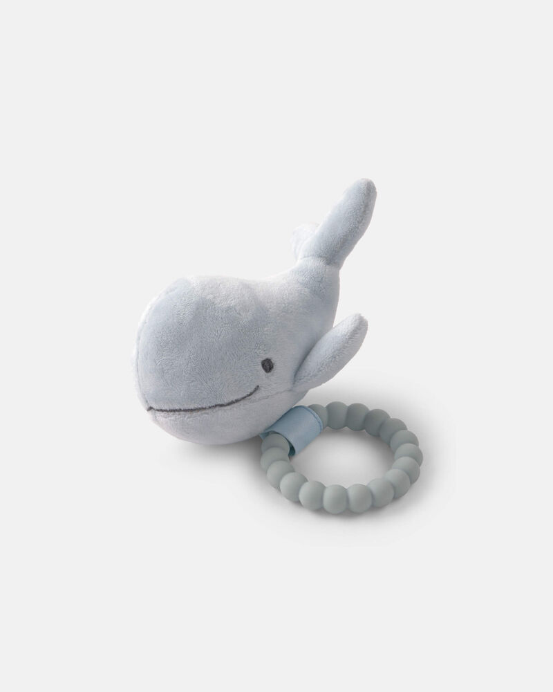 Jouet de dentition baleine en peluche - Bleu, image 1 sur 2 diapositives