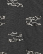 Toddler 2-Piece Alligator Henley Tee & Striped Pull-On Shorts, image 2 of 4 slides