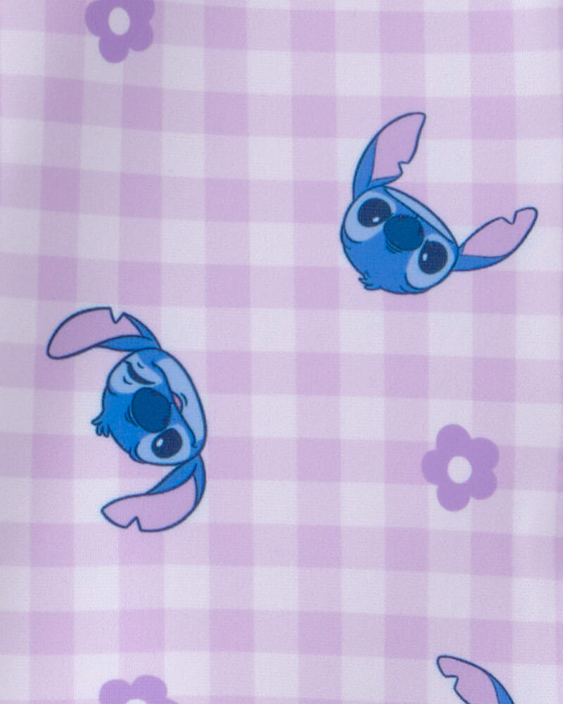 Toddler Girl 2-Piece Disney&copy; Lilo & Stitch Gingham Long-Sleeve Rashguard Swimsuit Set - Purple, image 3 of 3 slides