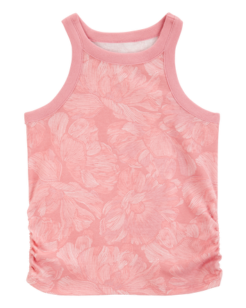 Kid Floral Ribbed Tank Top - Pink, 