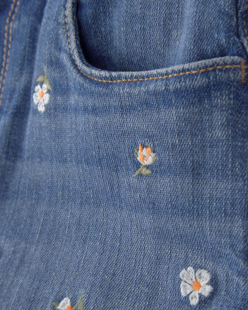 Filles - Short en denim brod&eacute;, floral - D&eacute;lav&eacute; moyen, image 2 sur 4 diapositives