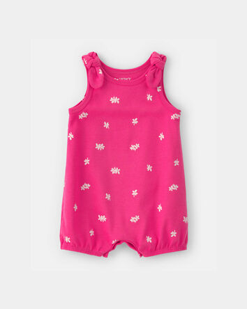 Baby Girl Floral Sleeveless Romper - Pink, 