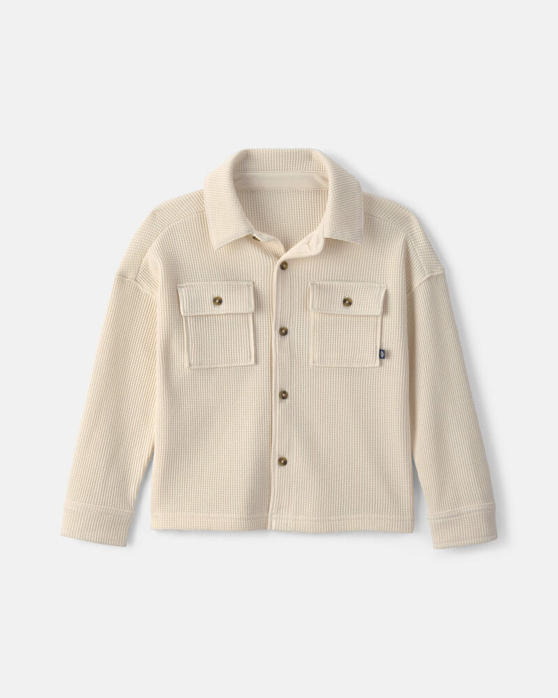 Chemise boutonn&eacute;e isotherme &agrave; manches longues pour tout-petit - Cr&egrave;me, image 1 sur 2 diapositives