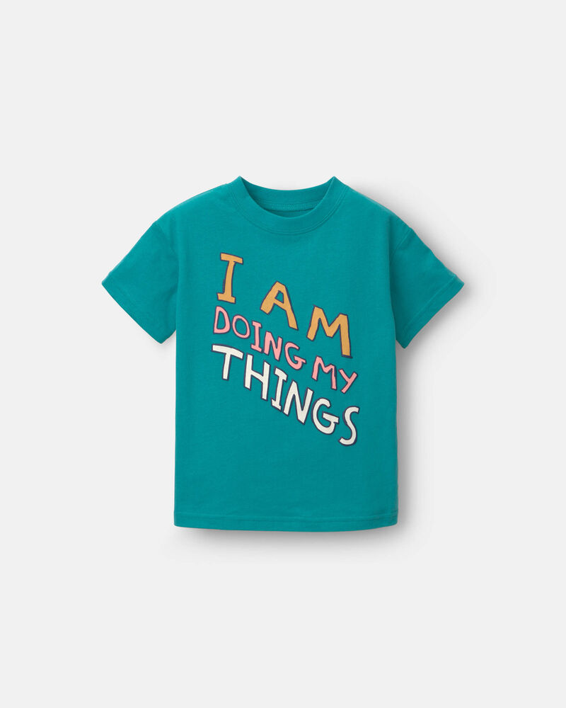 Toddler 'I Am Doing My Things' Relaxed  Graphic Tee - Teal, image 2 of 5 slides
