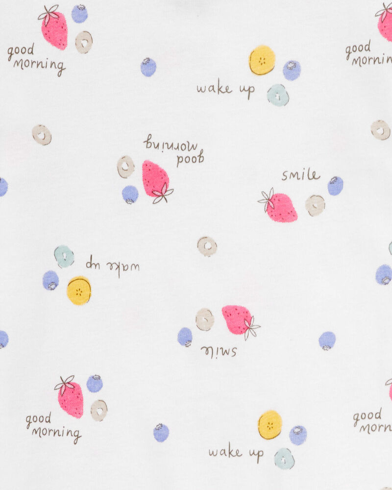 Enfant Pyjama 4 pièces en coton ajusté à motif de déjeûner, image 2 sur 4 diapositives