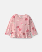Toddler Girl Apple Long Sleeve Top - Pink, image 1 of 3 slides