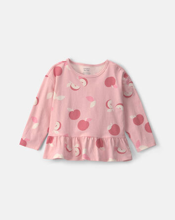 Toddler Girl Apple Long Sleeve Top - Pink, 