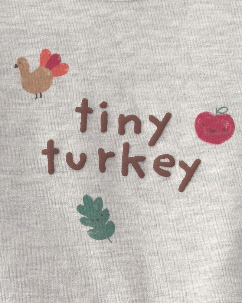 Baby 2-Piece 'Tiny Turkey' French Terry Long-Sleeve Top & Pant Set - Grey, image 4 of 6 slides