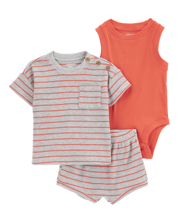Baby 3-Piece Outfit Set - Heather/Orange, 