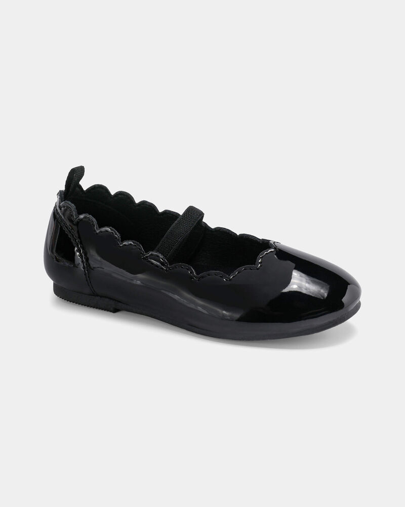 Toddler Girl Scallop Edge Shiny Dress Shoes - Black, image 1 of 6 slides