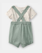 Baby 2-Piece Sailboat Overall Set - Green/Ivory, image 2 of 6 slides