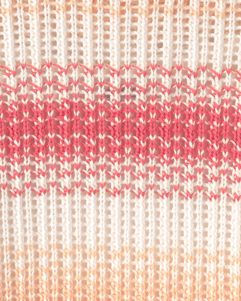Girls Striped Sweater - Coral, image 2 of 3 slides