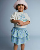 Toddler Girl Smocked Tiered Skirt in Otter Avenue Print - Blue/Lime Green, image 4 of 5 slides