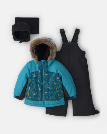 Baby Boy  2 Piece Snowsuit with Fleece Hat & Neck Warmer- Green, 