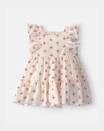 Baby Girl Floral Seersucker Dress - Cream/Red, 