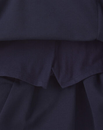 Filles - Jupe-short d&rsquo;uniforme en tricot point de Rome - Bleu marine, 