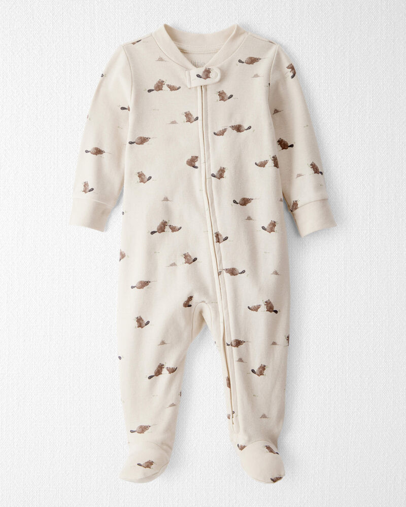 Baby Organic Cotton Sleep & Play Pyjamas in Beavers' Creek Print, image 1 of 4 slides
