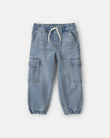 Toddler Boy Denim Cargo Joggers - Light Wash, 