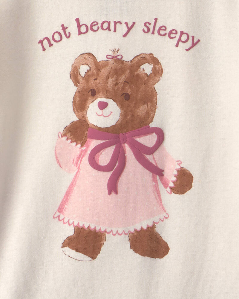 B&eacute;b&eacute; fille - Pyjama ajust&eacute; 4 pi&egrave;ces en 100 % coton &agrave; motif ourson et fanion &ndash; Rose/Cr&egrave;me, image 2 sur 4 diapositives