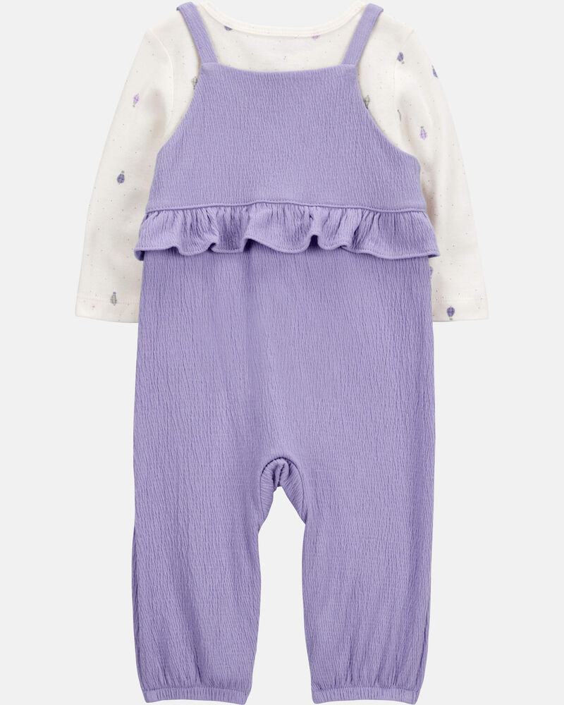 Baby Girl 2-Piece Long-Sleeve Tee & Coverall Set, image 2 of 6 slides