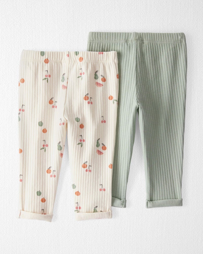 Baby 2-Pack Organic Cotton Rib Leggings, image 3 of 5 slides