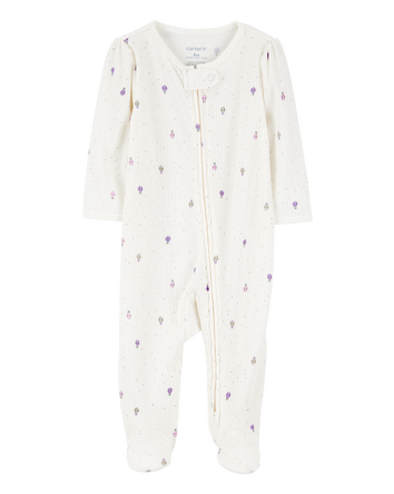 Baby Girl Air Balloon 2-Way Zipper Textured Sleeper, 
