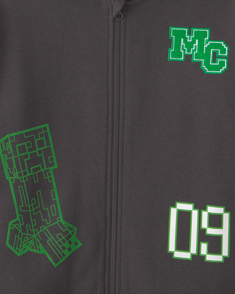Boys Minecraft&reg; Zip-Up Hoodie - Black/Green, image 3 of 3 slides