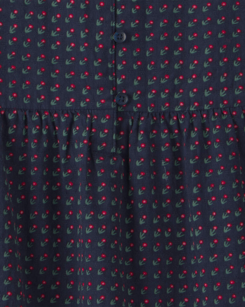 Girls Organic Cotton Dobby Dress in Navy Floral, image 4 of 5 slides