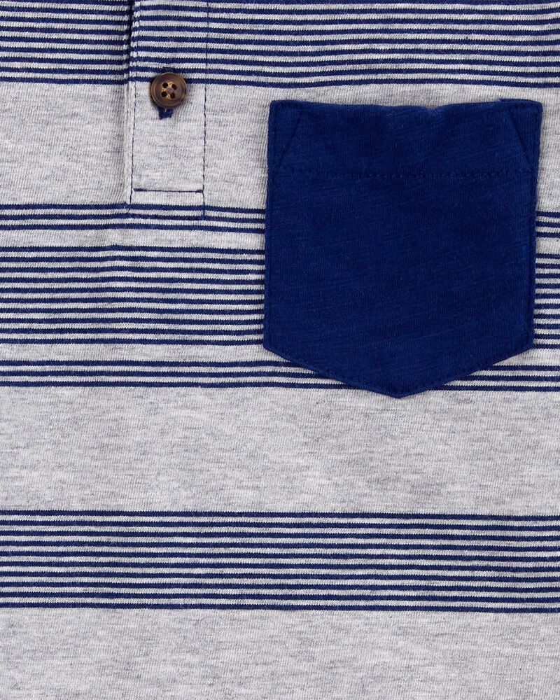 Baby Striped Pocket Henley Tee, image 2 of 3 slides