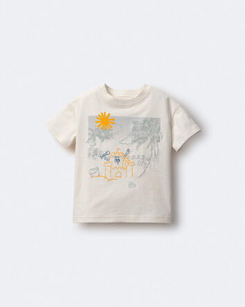 Tout-petit - T-shirt d&eacute;contract&eacute; &agrave; imprim&eacute; de plage - Cr&egrave;me, 
