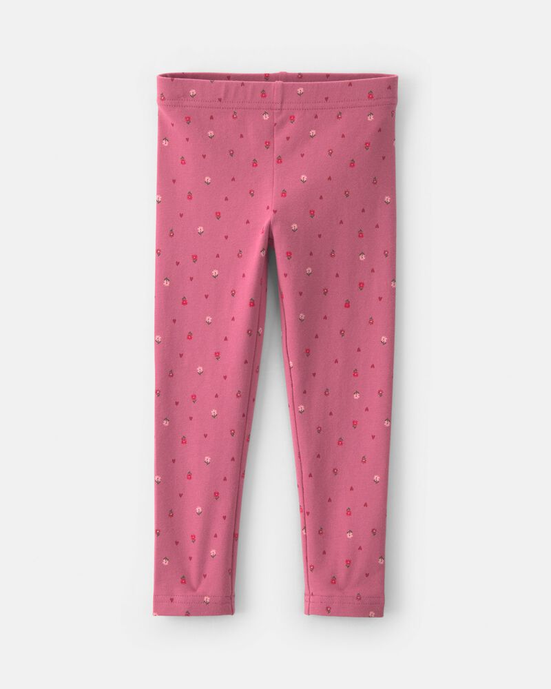 Toddler Girl Floral Cotton Pull-On Stretch Leggings - Pink, image 1 of 4 slides