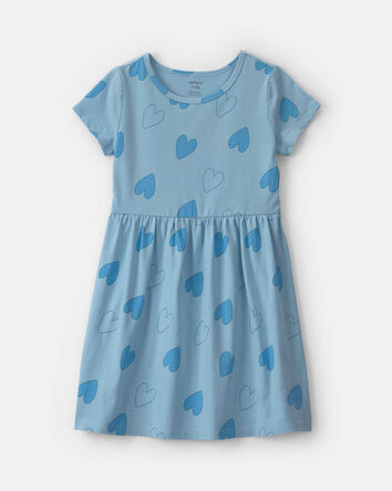 Girls Heart Short-Sleeve Dress - Blue, 