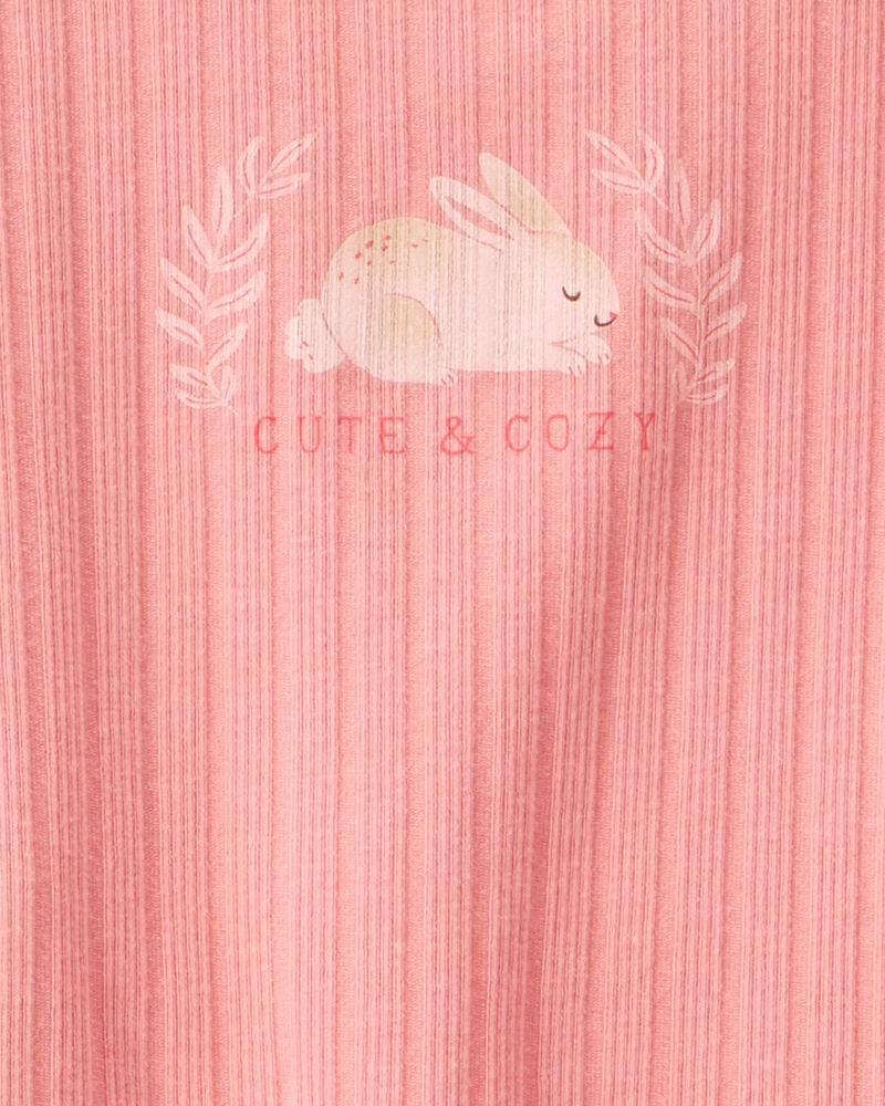 Toddler Girl 2-Piece Bunny Drop Needle Ribbed Pyjamas, image 2 of 3 slides