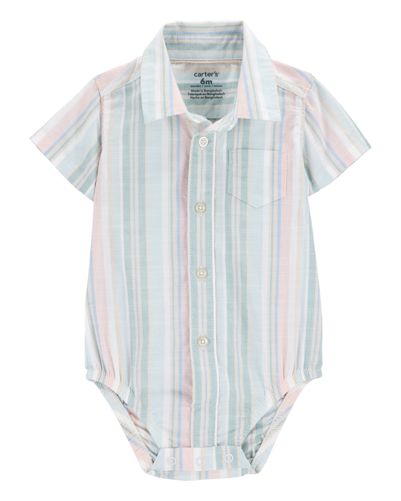 Baby 3-Piece Button-Down Bodysuit & Suspender Short Set, image 3 of 5 slides