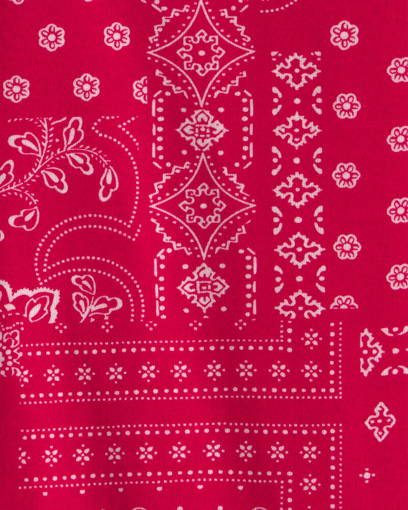 Toddler Girl Bandana Ruffle-Sleeve Top - Red, image 2 of 3 slides