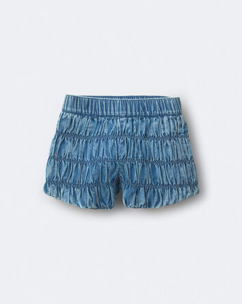 Toddler Girl Ruched Shorts in Chambray, 