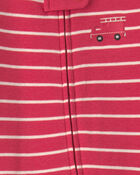 Baby Boy Firetruck Striped 100% Cotton 2-Way Zip Sleeper - Red, image 3 of 4 slides