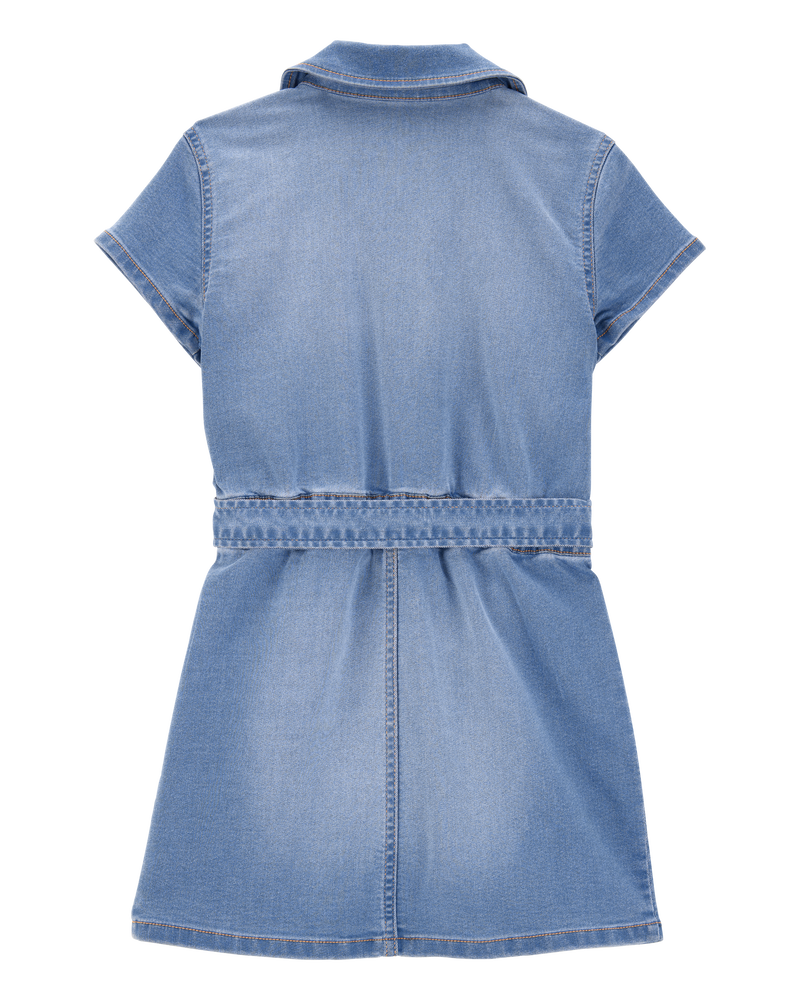 Enfant Robe en denim à ceinture, image 2 sur 4 diapositives