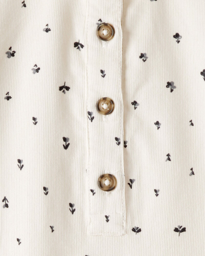 Girls Floral Corduroy Dress - Ivory, image 3 of 4 slides