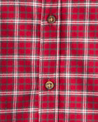 Toddler Boy Plaid Cotton Long-Sleeve Button-Down Shirt - Red, image 2 of 3 slides