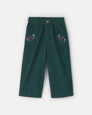 Toddler Girl Floral Corduroy Wide-Leg Pants - Green, 