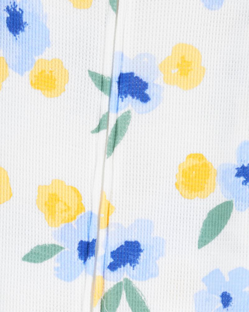 Baby Floral Waffle Knit Footie 1-Piece Pyjamas, image 2 of 4 slides