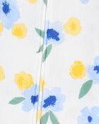 Baby Floral Waffle Knit Footie 1-Piece Pyjamas, image 2 of 4 slides