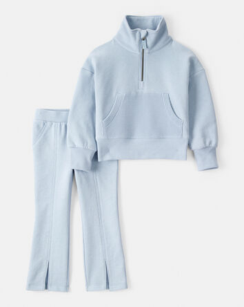Toddler 2-Piece Quarter Zip Pullover & Pant Set - Blue, 