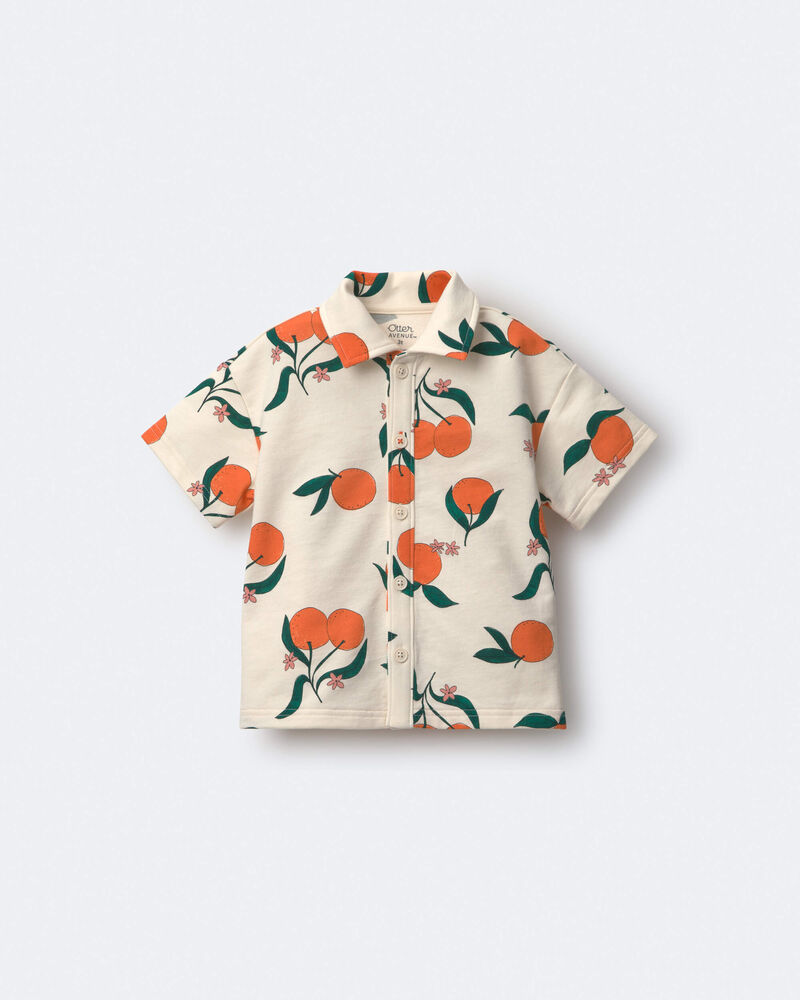 Tout-petit gar&ccedil;on - Chemise boutonn&eacute;e &agrave; manches courtes, motif Verger de cl&eacute;mentines - Cr&egrave;me, image 2 sur 6 diapositives