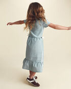 Filles - Robe mi-longue &agrave; n&oelig;ud - Bleu, image 4 sur 6 diapositives